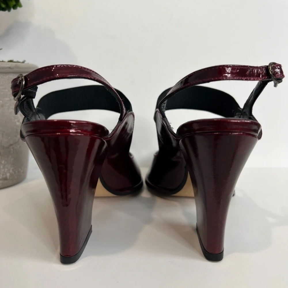 RED Chunky Block Heels With Adjustable Strap